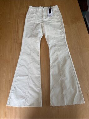Vanilla Star White Seam-Front Flare Jeans